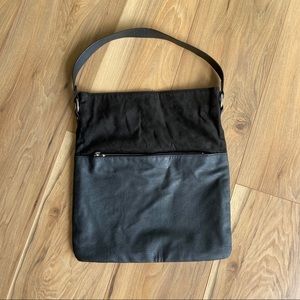 H&M Black Faux Leather/Suede Handbag